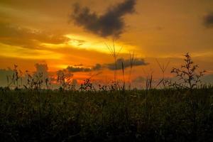 beau paysage avec crépuscule dans le ciel coucher de soleil photo