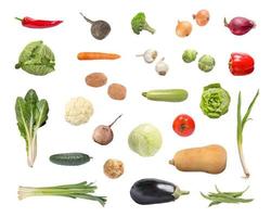 divers légumes isolés sur fond blanc photo