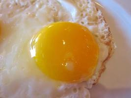 plat d'oeufs frais avec du jaune pour le petit déjeuner photo