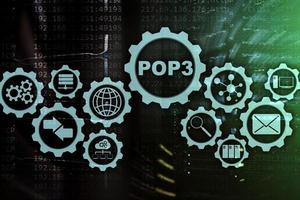 pop3. protocole de bureau de poste version 3. protocole Internet standard sur fond de centre de données photo