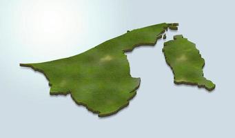 Illustration de la carte 3d du brunéi darussalam photo