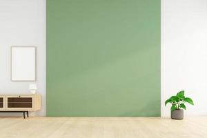 salle vide avec mur vert et plante verte. rendu 3d photo