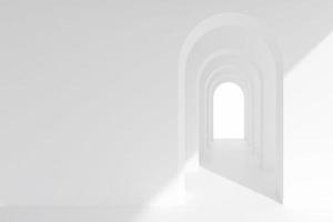 espace de couloir d'arche d'architecture blanche. couloir courbe arc abstrait avec ombre douce. photo