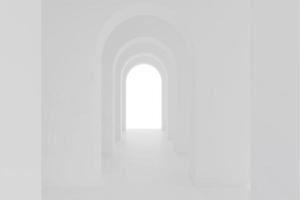 espace de couloir d'arche d'architecture blanche. couloir courbe arc abstrait. photo