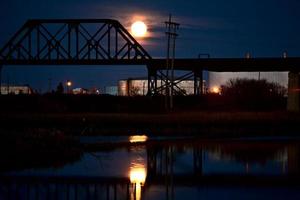 réflexions nocturnes sur le lac wakamow à moose jaw photo