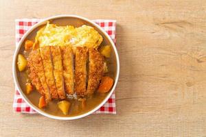 riz au curry avec escalope de porc frit et omelette crémeuse photo