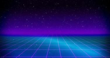 fond de science-fiction de style rétro des années 80 futuriste avec paysage de grille laser. photo