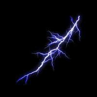 Blue Lightning Flash Thunderbolt isolé sur fond noir.