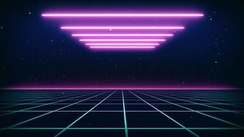 fond de science-fiction de style rétro des années 80 futuriste avec paysage de grille laser. style de cyber surface numérique des années 1980. photo