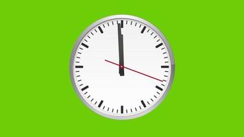 horloge analogique, une minute à douze heures, sur écran vert. rendu 3d photo