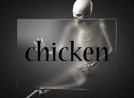 mot de poulet sur verre et squelette photo