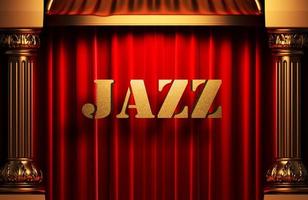 mot d'or jazz sur rideau rouge photo