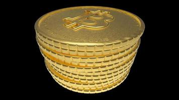 Pièce d'or bitcoin fond isolé rendu d'illustration 3d