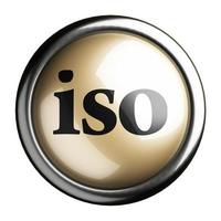 Mot iso sur bouton isolé photo