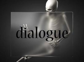 mot de dialogue sur verre et squelette photo