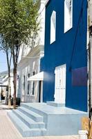 maisons colorées bleues du district de bo kaap le cap, afrique du sud. photo