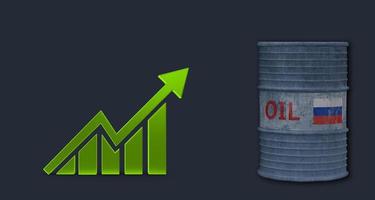 pétrole russe avec augmentation, fond de baril de pétrole, travail 3d et illustration 3d photo