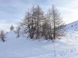 scène de montagne d'hiver à sauze d'oulx photo