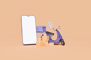 écran de téléphone portable avec un scooter de livraison et des colis photo