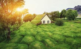 petite église en bois et cimetière hofskirkja hof, skaftafell photo