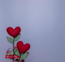 ce cadeau de la Saint-Valentin est un cœur en relief avec des mains rouges douces ornées de fausses feuilles pour créer un beau message pour vous. photo