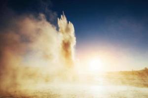 geysers en islande. fantastique kolory.turysty regarder la beauté de