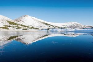 lac de montagne. reflet du ciel dans l'eau. paysage de printemps. auto photo