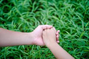 les mains et la nature aiment l'amour brillant doivent se donner de l'amour et de la beauté de manière naturelle. photo