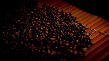 café fraîchement moulu du jardin du café. les grains de café colorés se mangent bien. mettre beaucoup de chance de côté, c'est être la toile de fond de votre travail. photo