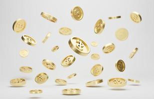 pièces d'or avec signe dollar tombant ou volant isolé sur fond blanc. concept de jackpot ou de casino poke. rendu 3d. photo