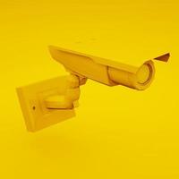 caméra de vidéosurveillance jaune ou caméra de sécurité. illustration 3d photo