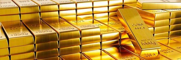 Lingot d'or 999,9 dans le commerce de forex populaire dans l'investissement des investisseurs lors de diverses crises du monde comme la guerre. rendu 3d. photo