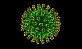 illustration médicale de l'infection par le coronavirus covid-19. cellules du virus covid de la grippe respiratoire pathogène de la chine. nouveau nom officiel de la maladie à coronavirus nommé covid-19. rendu 3d. photo