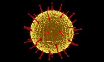 illustration médicale de l'infection par le coronavirus covid-19. cellules du virus covid de la grippe respiratoire pathogène de la chine. nouveau nom officiel de la maladie à coronavirus nommé covid-19. rendu 3d. photo