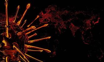 illustration médicale de l'infection par le coronavirus covid-19. cellules pathogènes du virus de la grippe respiratoire covid. nouveau nom officiel de la maladie à coronavirus nommé covid-19. rendu 3d. photo