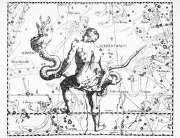 constellation astronomique de l'ophiuchus sur fond blanc photo