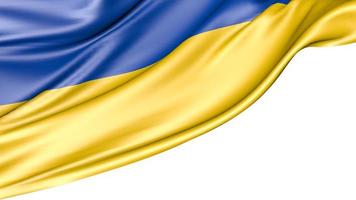 drapeau ukrainien isolé sur fond blanc, illustration 3d photo