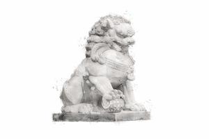 chien foo fu ou lion gardien chinois sur fond blanc. style aquarelle. photo