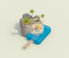 crème glacée avec une plage et des accessoires de vacances photo