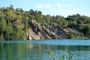 paysage sur l'eau avec une côte escarpée photo