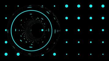 affichage de tunnel futuriste scifi led bleu. cercle abstrait de lumière bleue avec fond de points de demi-teintes photo