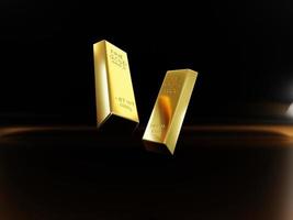 pile de lingots d'or et d'affaires de financement d'investissement, concepts financiers, rendu 3d photo