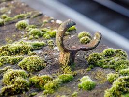 La ferronnerie rouillée et la mousse sur un pont dans les puits royaux de tunbridge photo