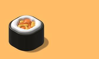 illustration de rendu 3d rouleau de sushi isolé. objet de sushi japonais illustration 3d photo