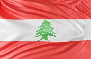 belle vague de drapeau du liban se bouchent sur fond de bannière avec espace de copie., modèle 3d et illustration. photo