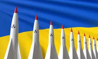 missiles sur le drapeau ukrainien. photo