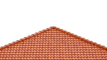 Vue d'angle de pente du toit de tuiles orange sur fond blanc isolé photo