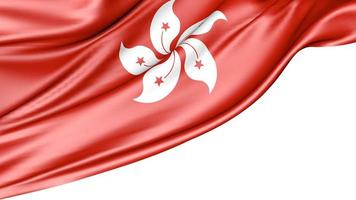 drapeau de hong kong isolé sur fond blanc, illustration 3d photo