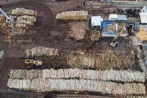 usine de traitement du bois d'en haut avec un drone photo