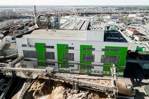 vue de dessus des bâtiments de l'usine de menuiserie photo